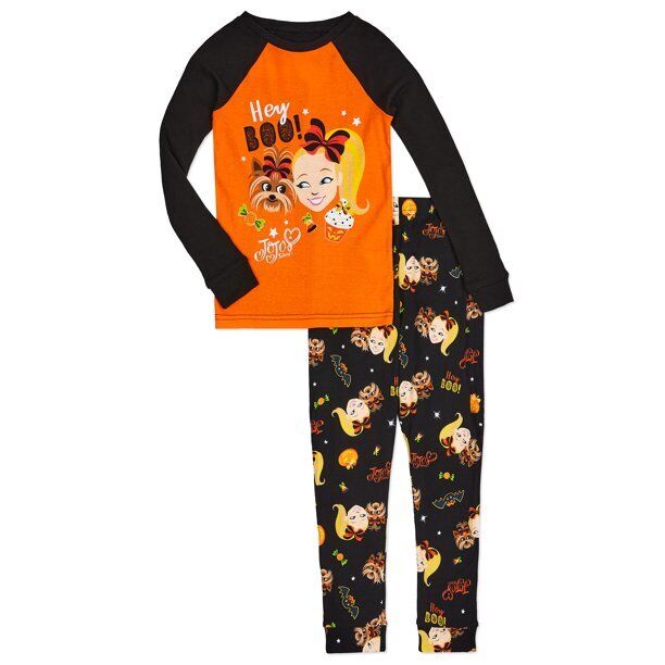 Jojo Siwa Girls Halloween Cotton Pajama, 2 piece Set, Black Size 8