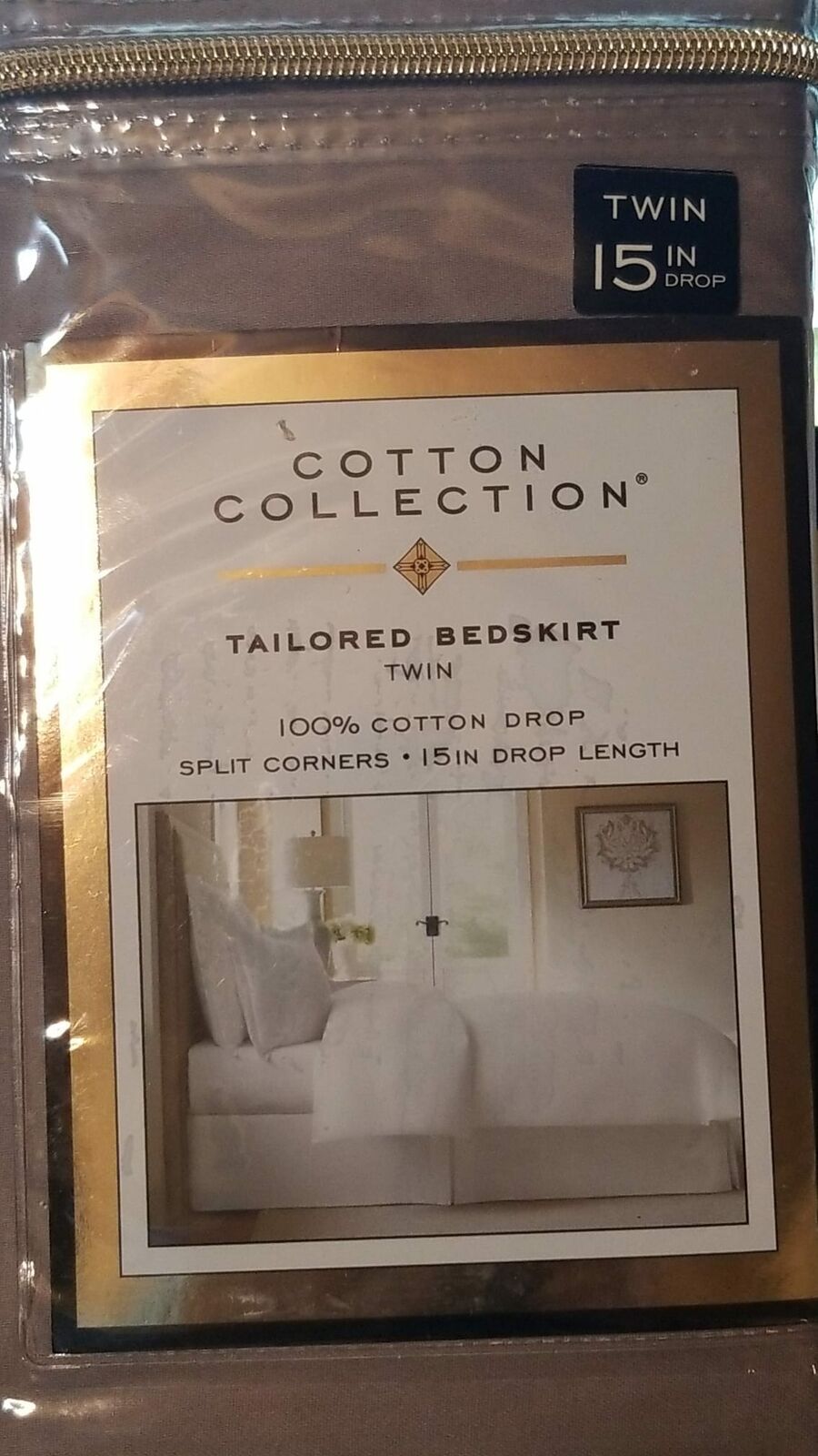 Cotton Collection Tailored Bed skirt Twin Split Corners 15in Drop Length silver