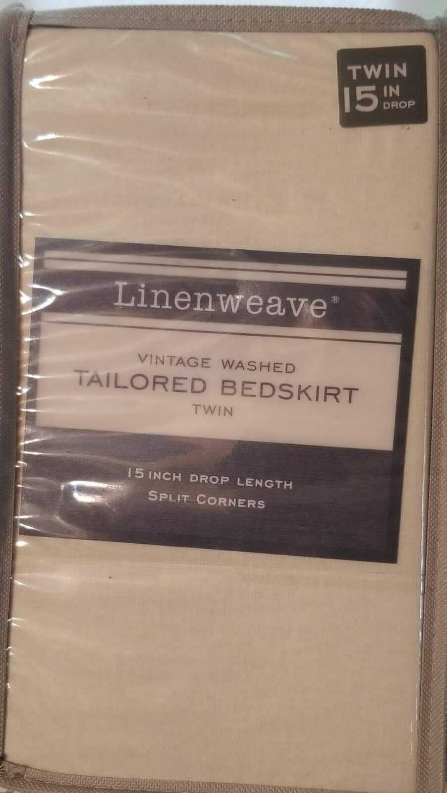 LinenWeave Vintage Washed Twin Bed Skirt in Ivory
