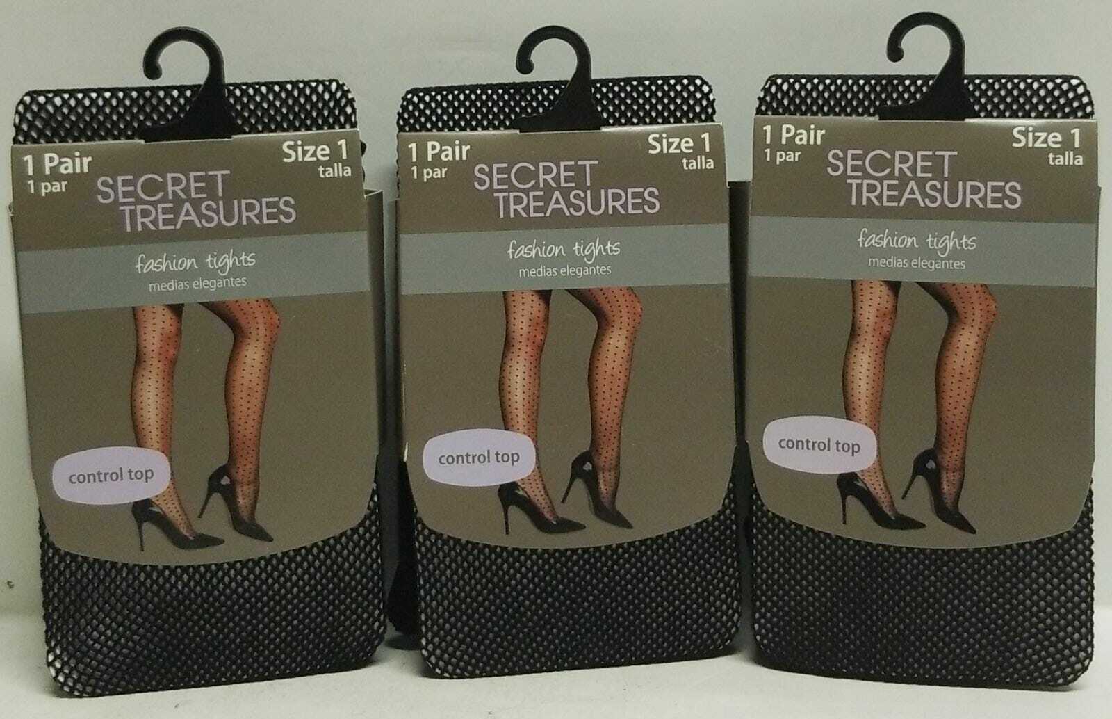 Secret Treasures Fashion Tights 1 Pair Control Top Size 1 Black Lot Of 2