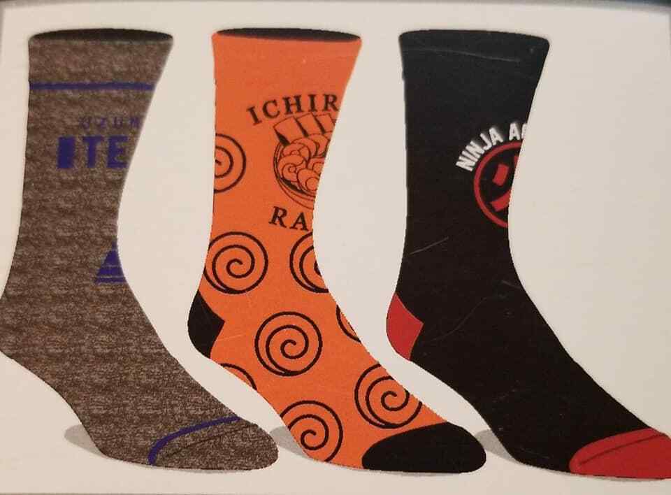 Naruto 3pk Socks Fit Shoe Size 8-12