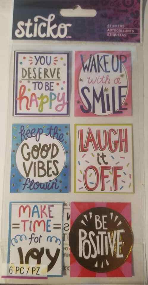 STICKO/AMERICAN CRAFTS STICKO GRAT Stickers, Happiness, 6/Pc