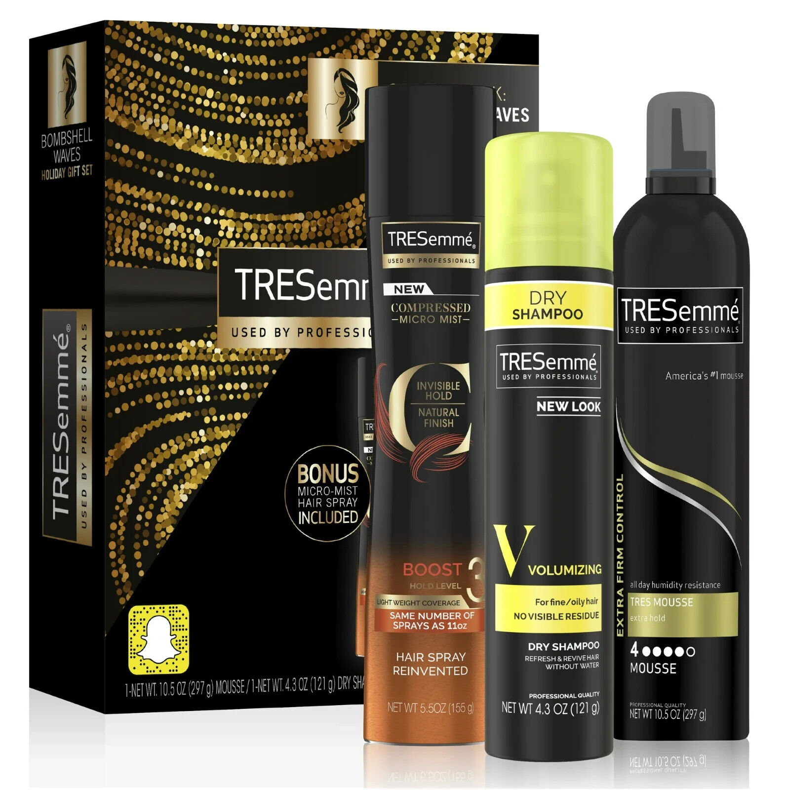 TRESemme 3-Pc Bombshell Waves Gift Set (Mousse, Hair Spray, Dry Shampoo)