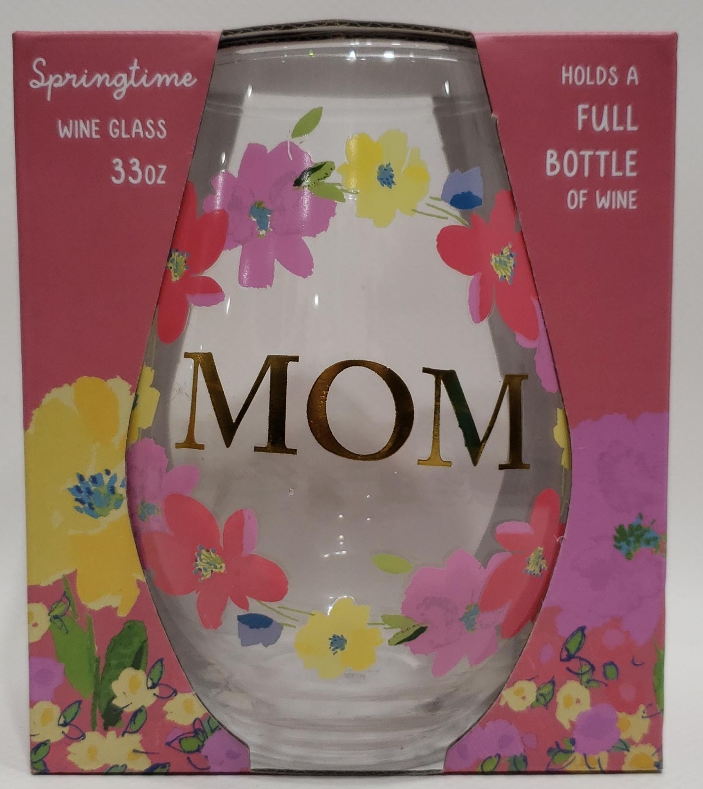 Decorated Springtime Wine Glass 33oz Mom