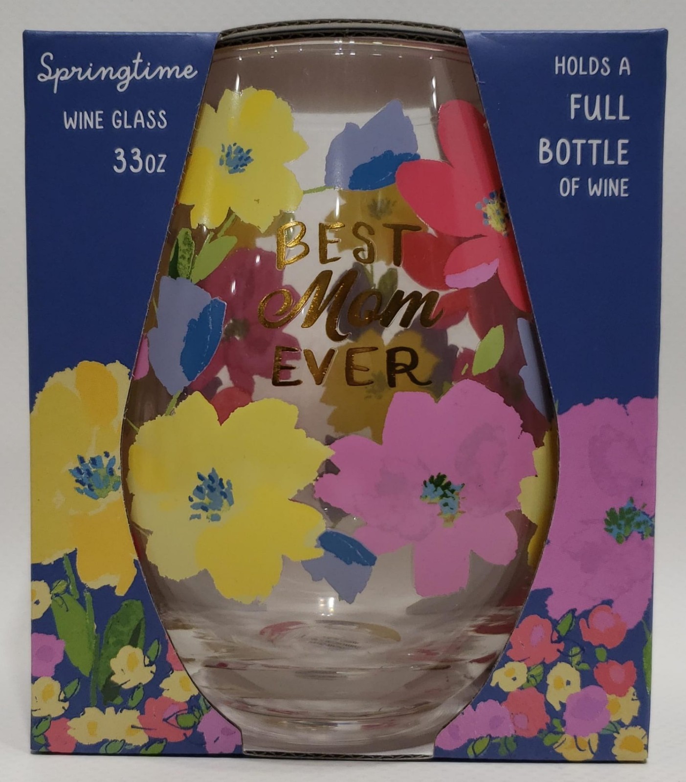Decorated Springtime Wine Glass 33oz Best Mom Ever