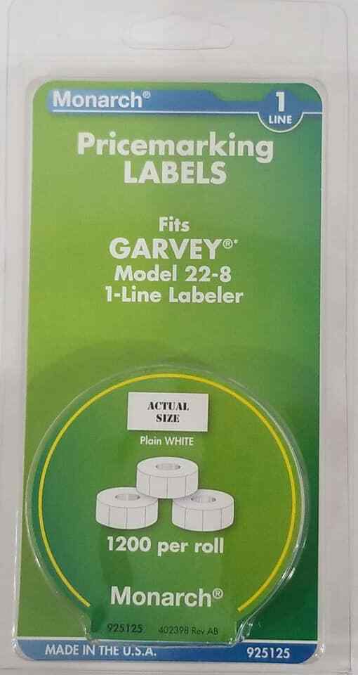 Monarch Pricemarking Labels Fits Garvey Model 22-81-Line Labeler