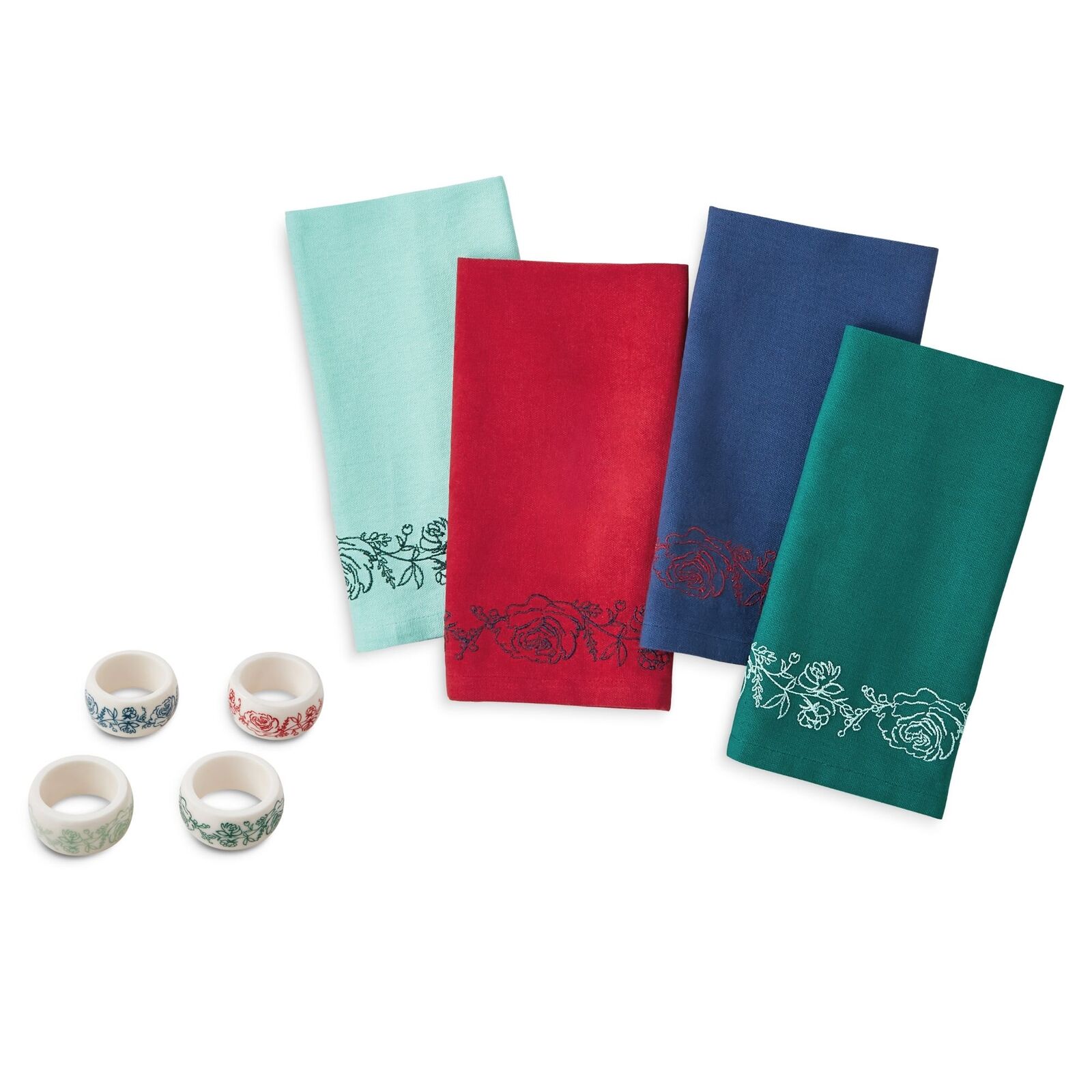 The Pioneer Woman Wishful Winter Napkins And Napkin Rings Set Multicolor 8 Piece