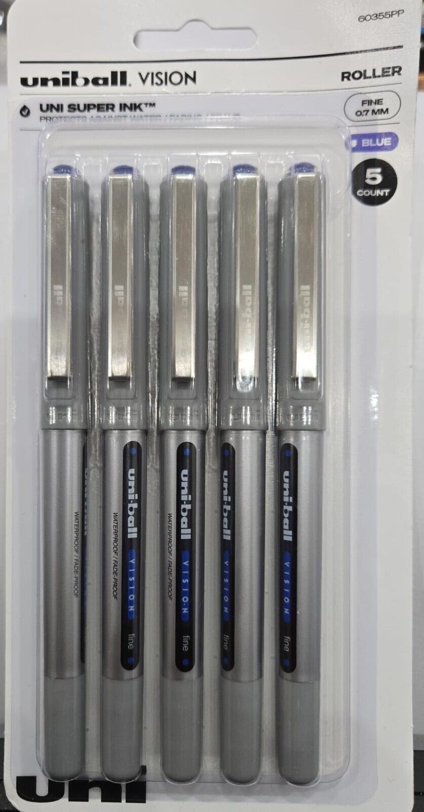 Uni-ball Vision Rollerball Pens in Blue, Fine 0.7mm Pens