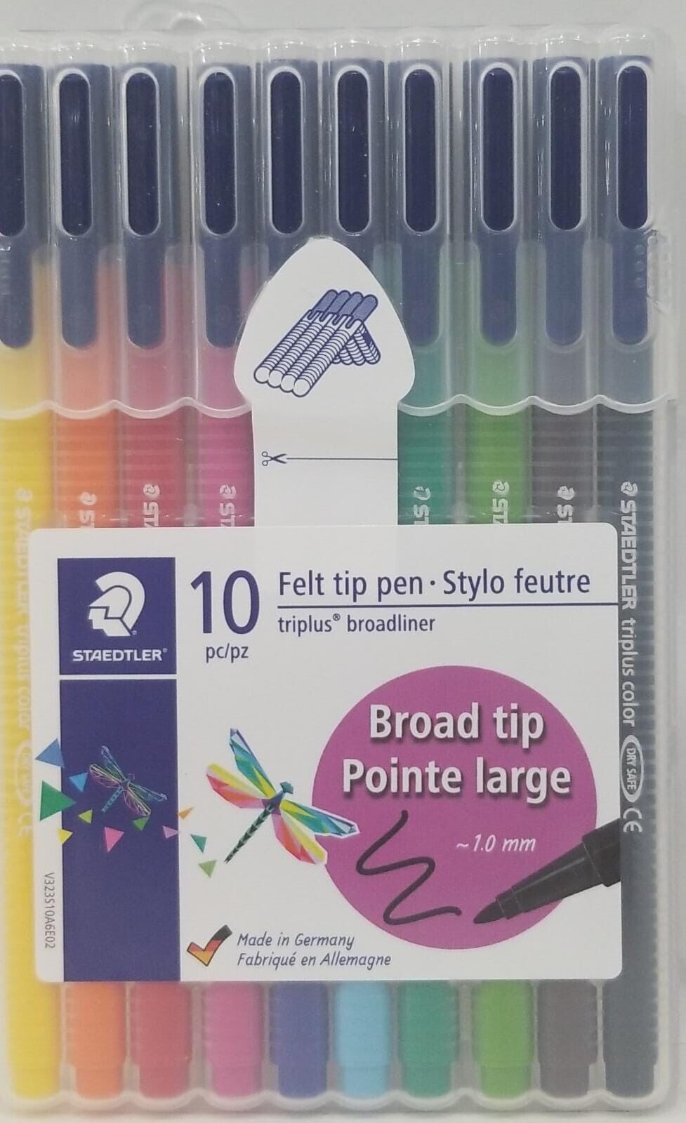Staedtler Triplus Broadliner Felt Tip Pens - Assorted Colors, Set of 10