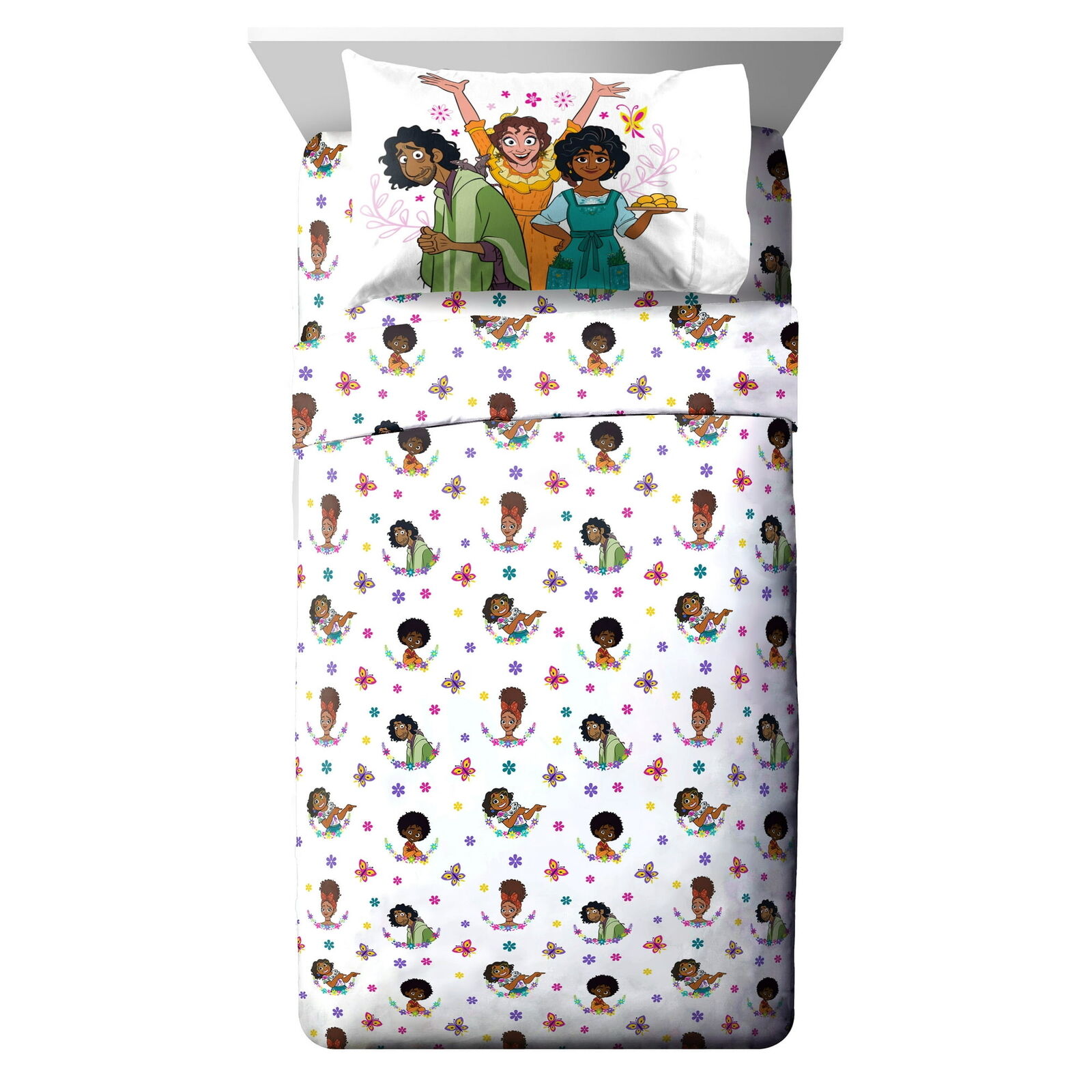 Encanto The Family Madrigal Kids 4-Piece Full Sheet Set, Microfiber, White, Disn