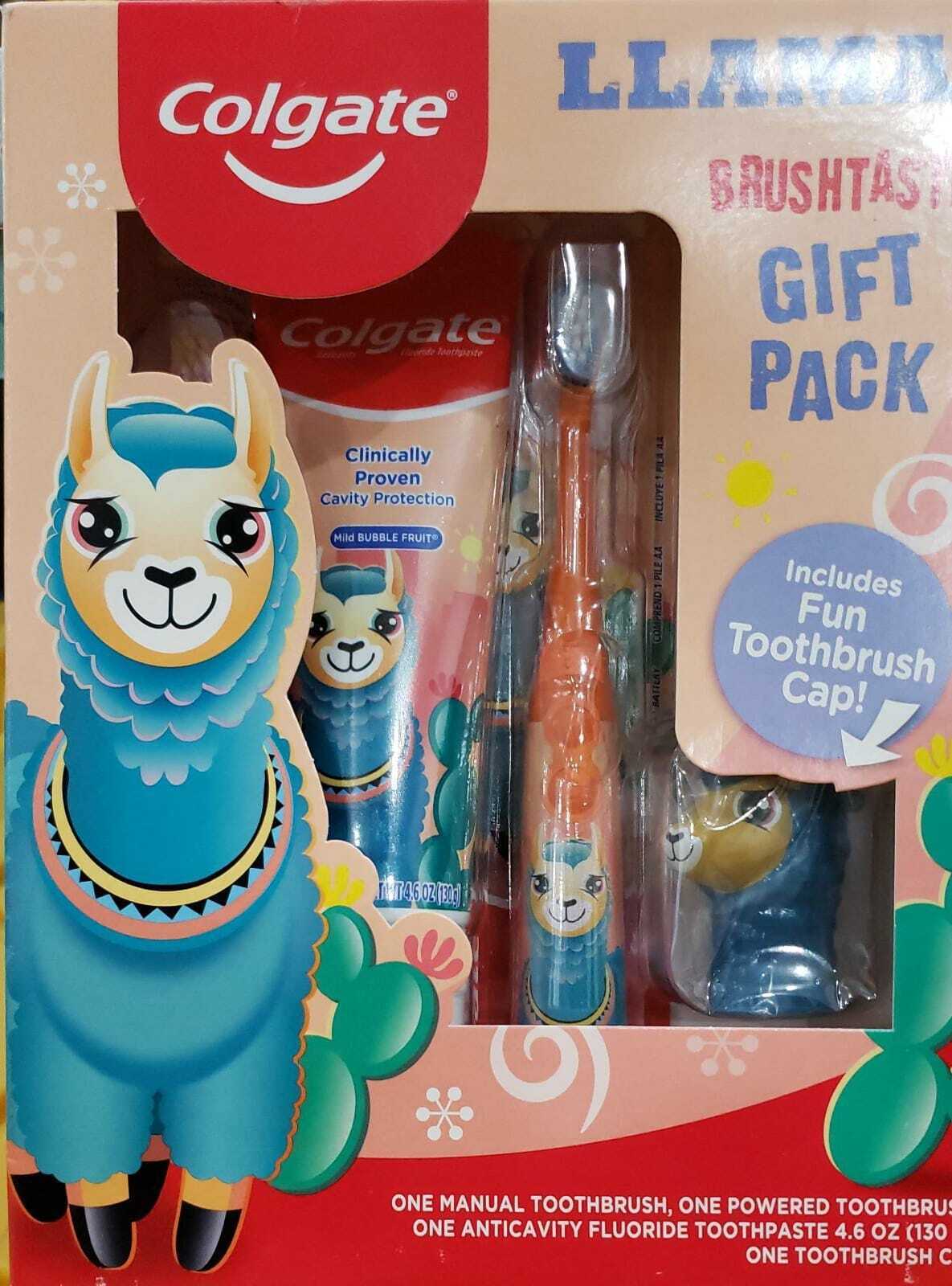 Colgate Kids Toothpaste, Manual and Battery Kids Toothbrushes Llama Gift Set