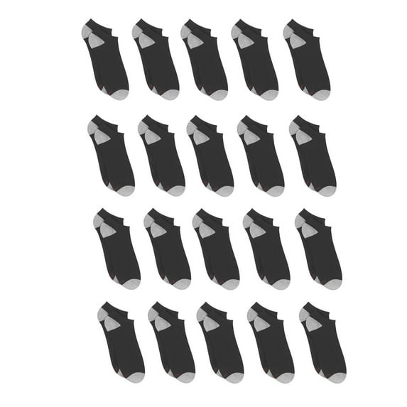 Hanes Men's Lightweight Comfort Super Value No Show Socks - 20Pk Black Size 6-12