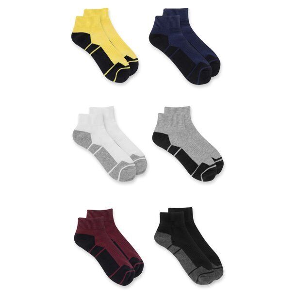 Russell Boys Ankle Socks, 6 Pack, Assorted Size S/CH(4.5-8.5)