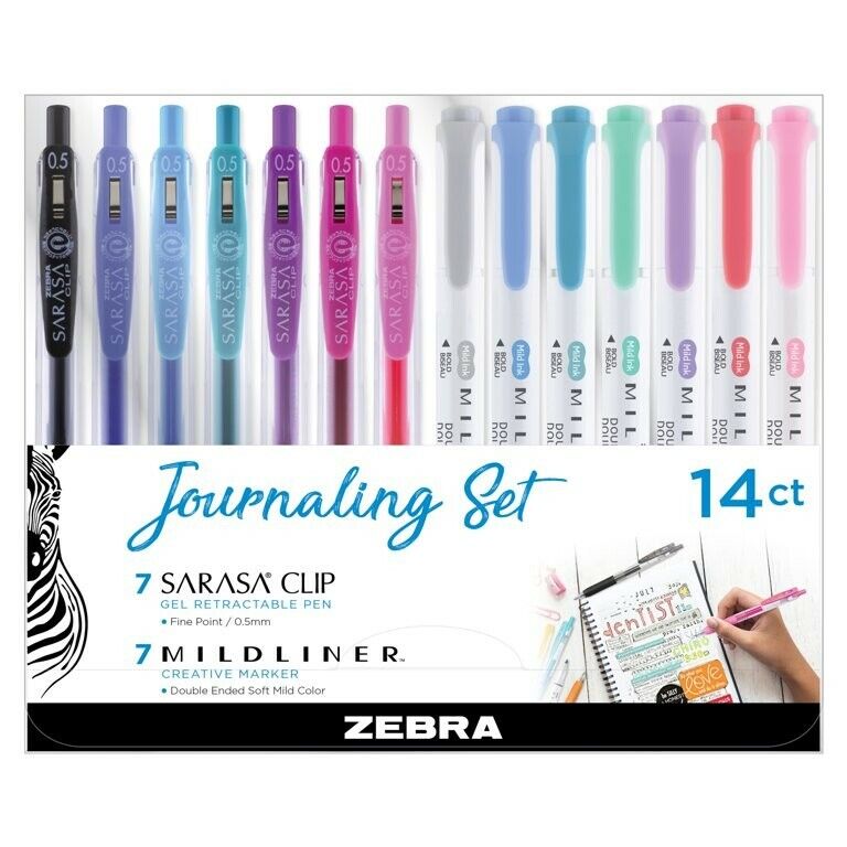 Zebra Bullet Journaling Variety Pack, 7 Double Ended Soft Brushes, 7 Retractable