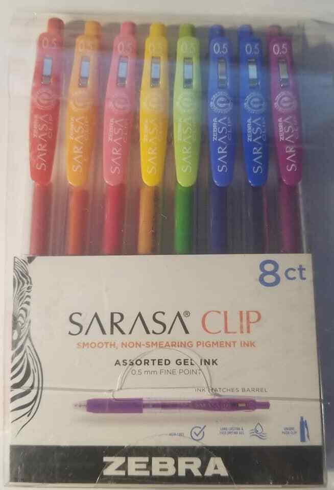 ZEBRA PEN CORPORATION Zebra SARASA Clip 8CT, Brights -Assorted Colors (LOC PEG1)