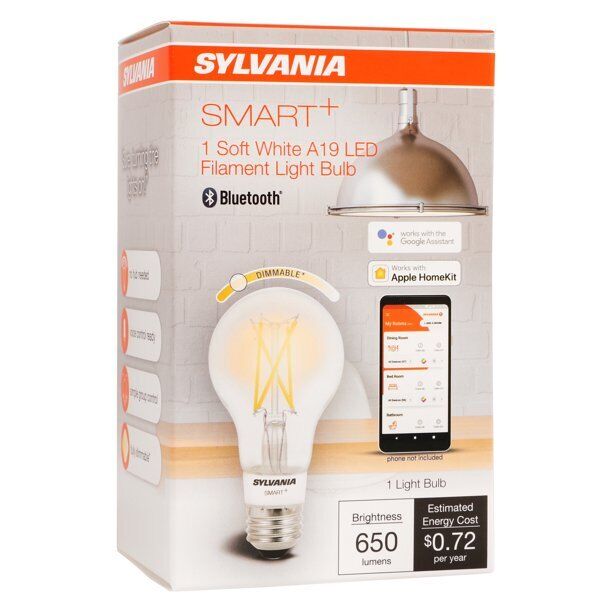 Sylvania Smart LED A19 Light Bulb, 40 Watt, Dimmable, Soft White