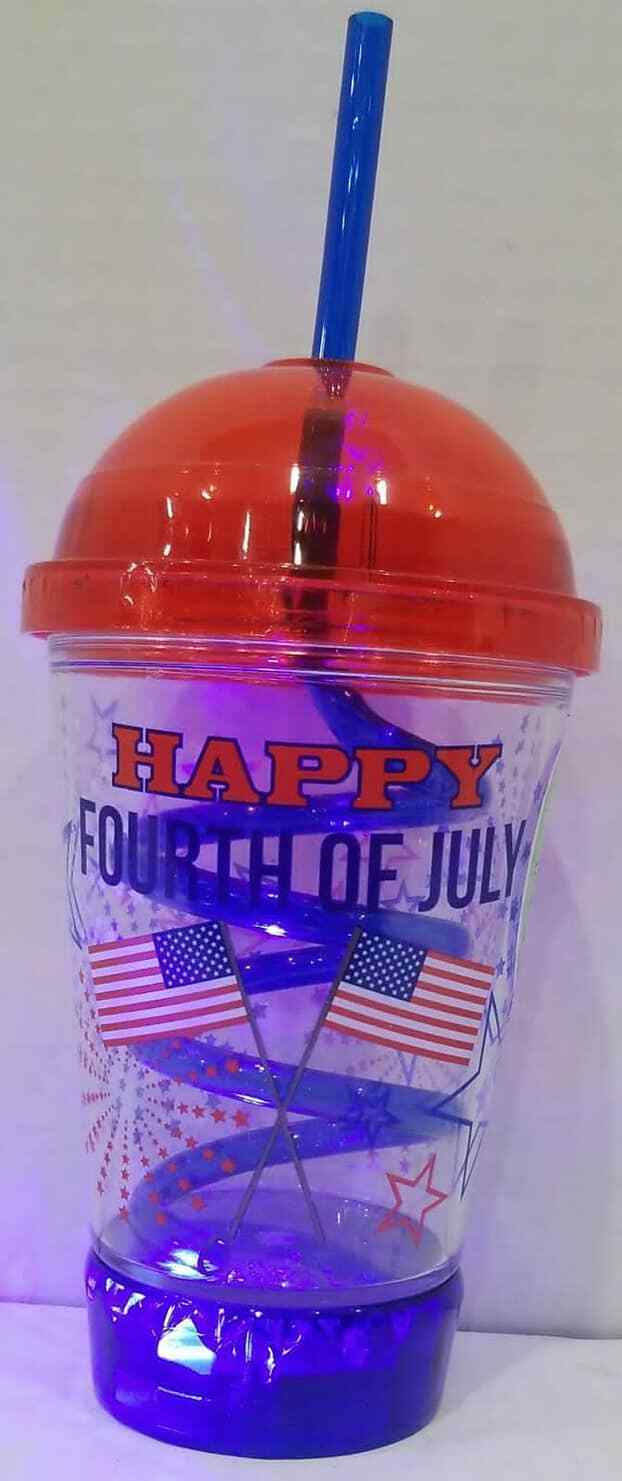 Flashing Dome Top Cup 17.5fl oz Happy Fourth Of July
