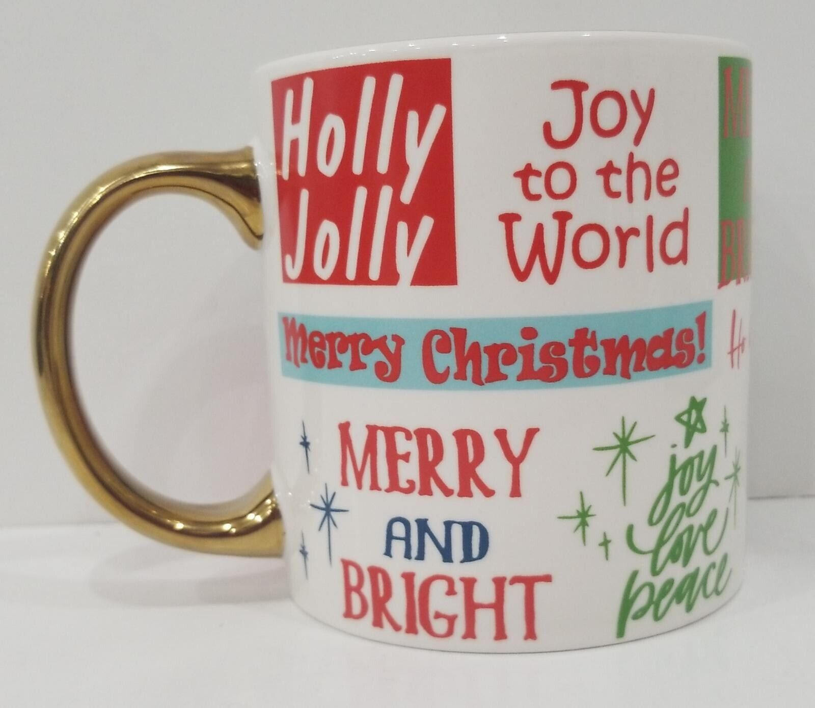 Happy Holidays Ho Ho Ho Christmas Ceramic Coffee Mug Tea Cup Multicolor Sz 18oz