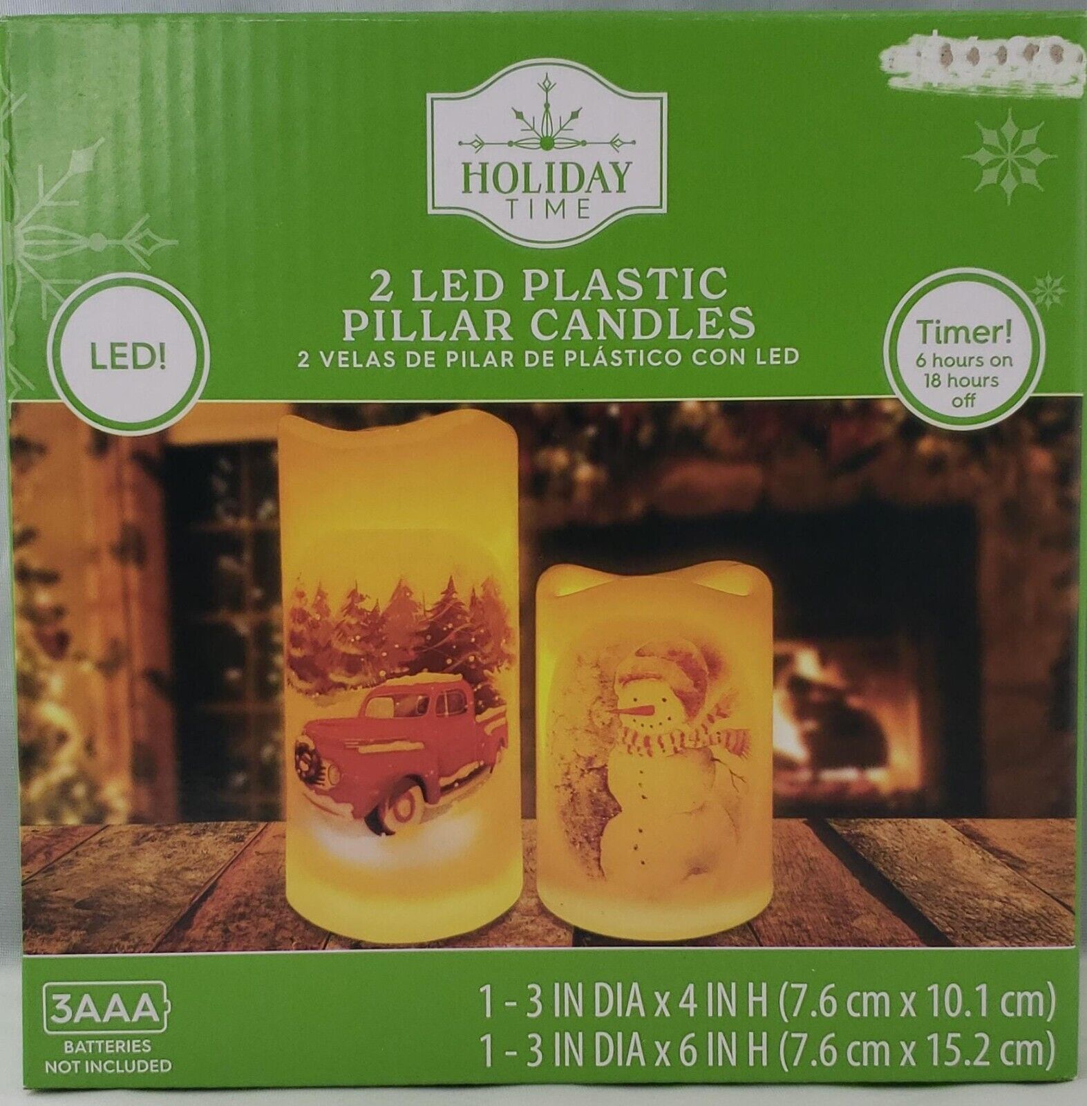 Christmas White LED Pillar Candle with Car & Snowman Decal, by Holiday Time,