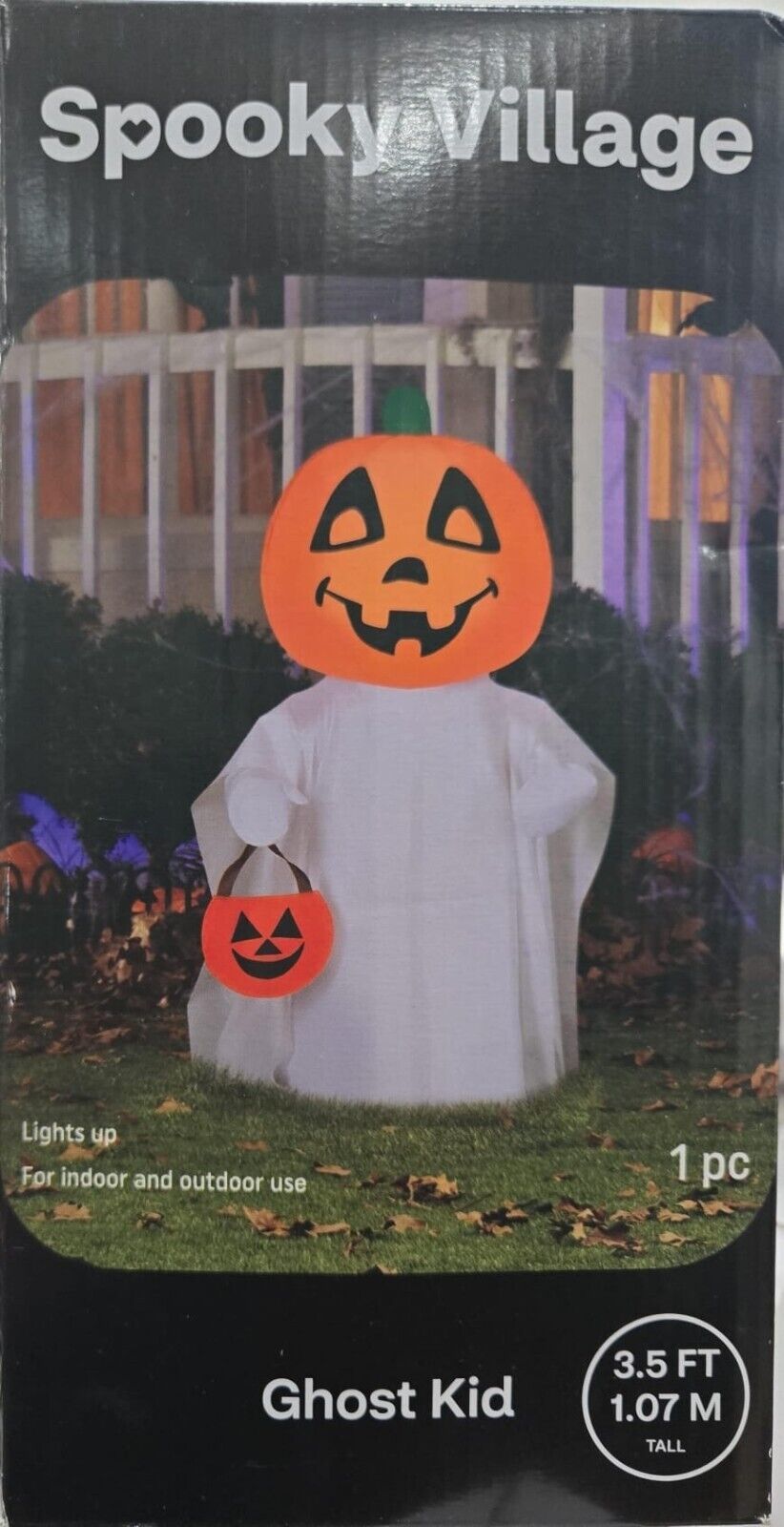 Spooky Village Airblown Light-up Inflatable Ghost Kid 3.5 foot tall.