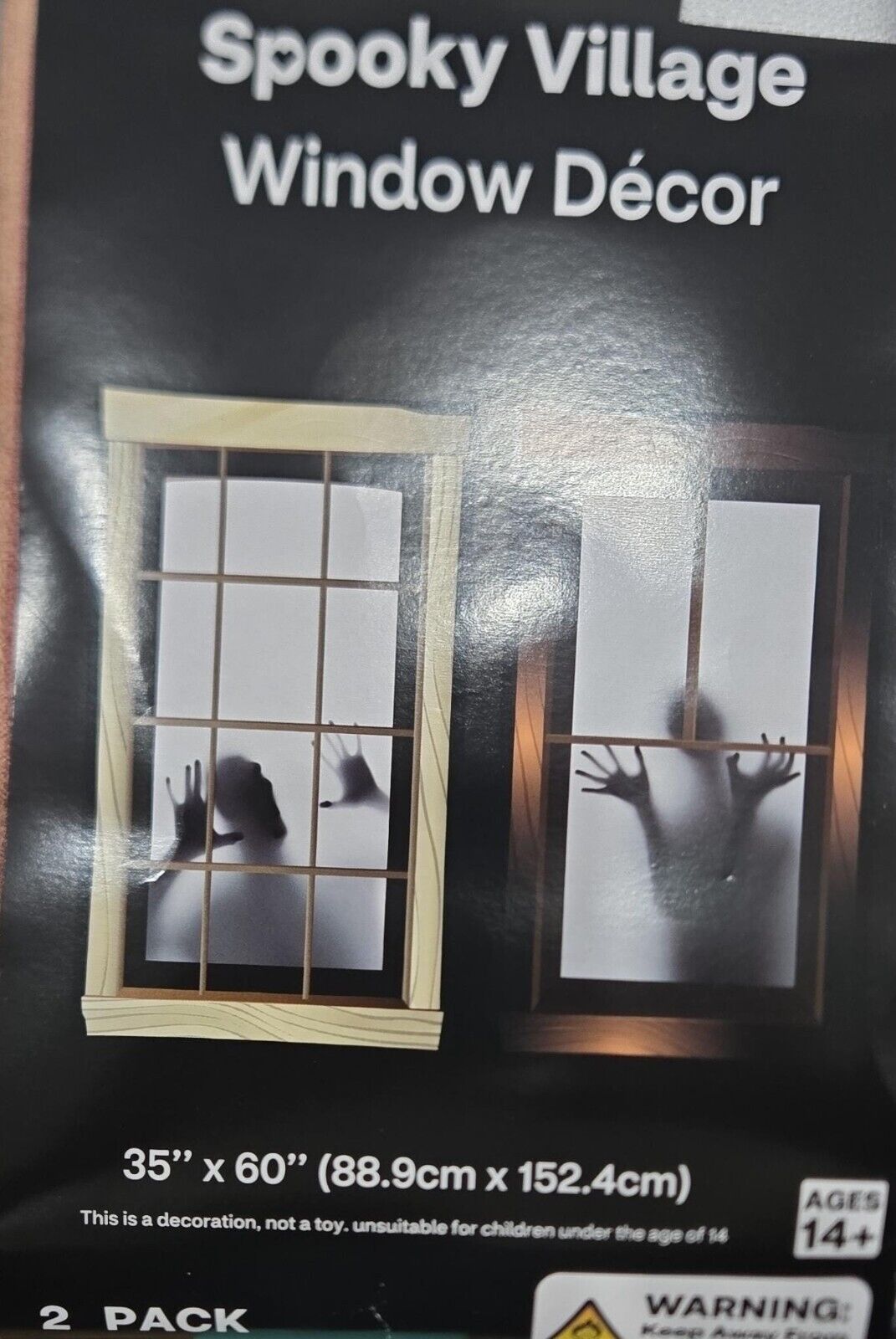 Spooky Village skeleton window decor 35in x 60 in 2Pack