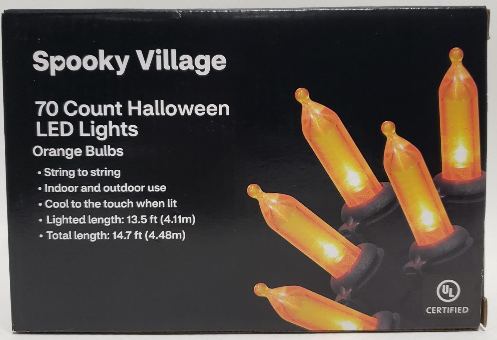 Spooky Village 70 Count Halloween LED Lights Orange Bulbs 14.7 ft