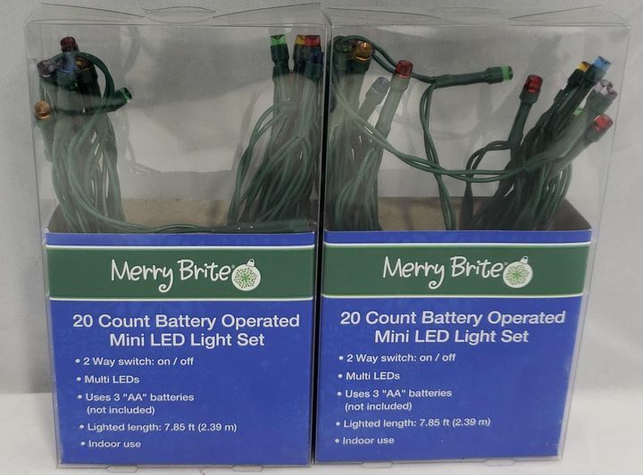Merry Brite 20 Count Battery Operated Mini LED Light Set 7.85 ft (348571) 2 Pk