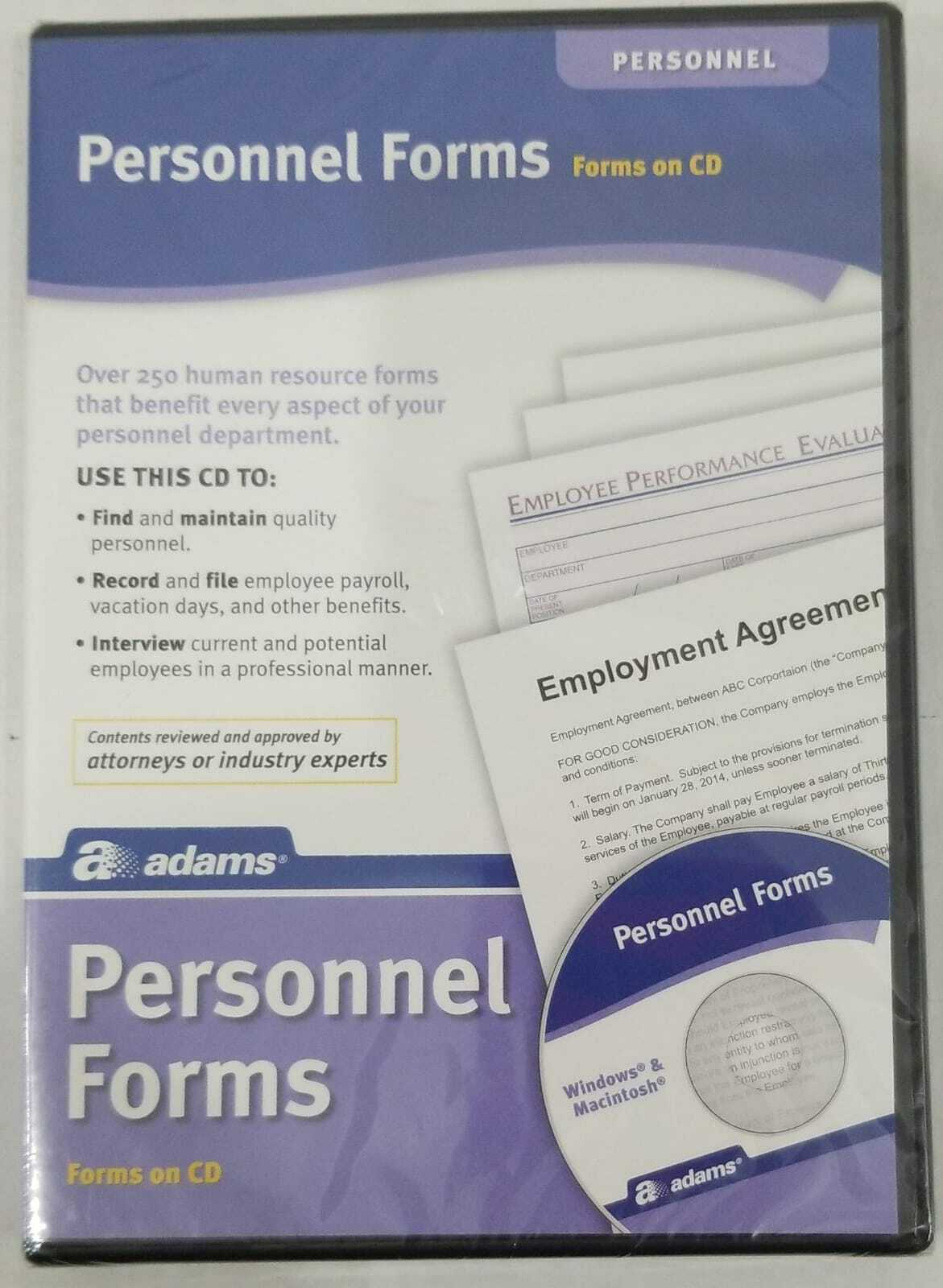 Adams Employee Personnel Forms CD, Over 250 Human Resource Forms on CD (HR453)
