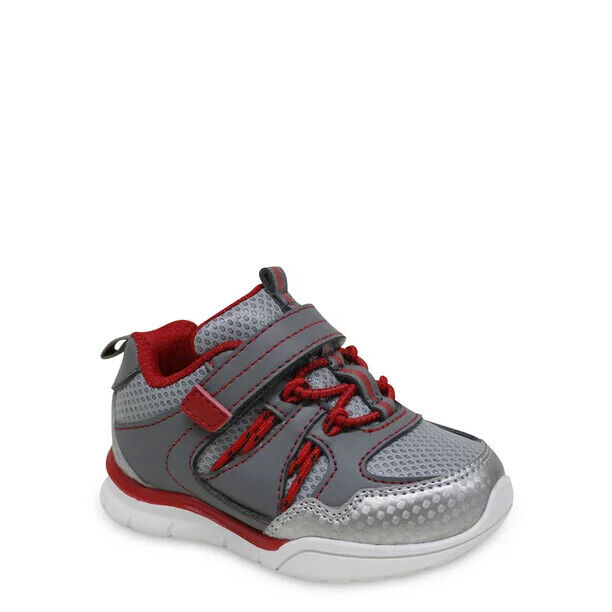 Athletic Works Baby Boy Athletic Bungee Sneaker with Wiggle Room, Size 3 Gray