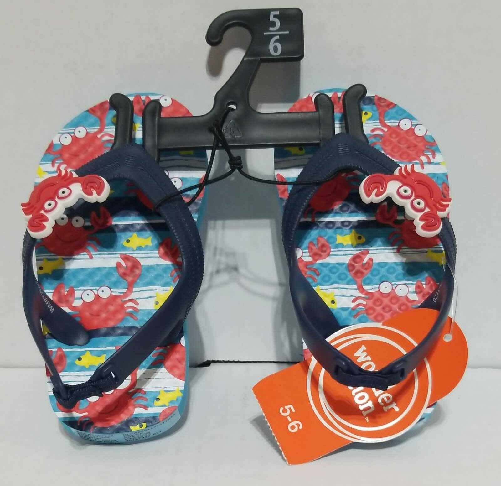 Wonder Nation Toddler Boys Beach Crabs Print Flip Flop Size 5-6