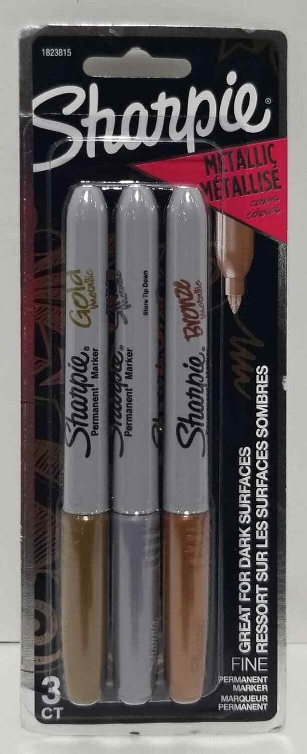 Sharpie 3pk Permanent Markers Fine Tip Metallic Gold/Silver/Bronze (LOC PEG G-9)
