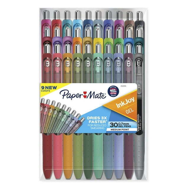 Paper Mate InkJoy Gel Pens, Assorted Colors, Medium Point (0.7mm), 30 Count
