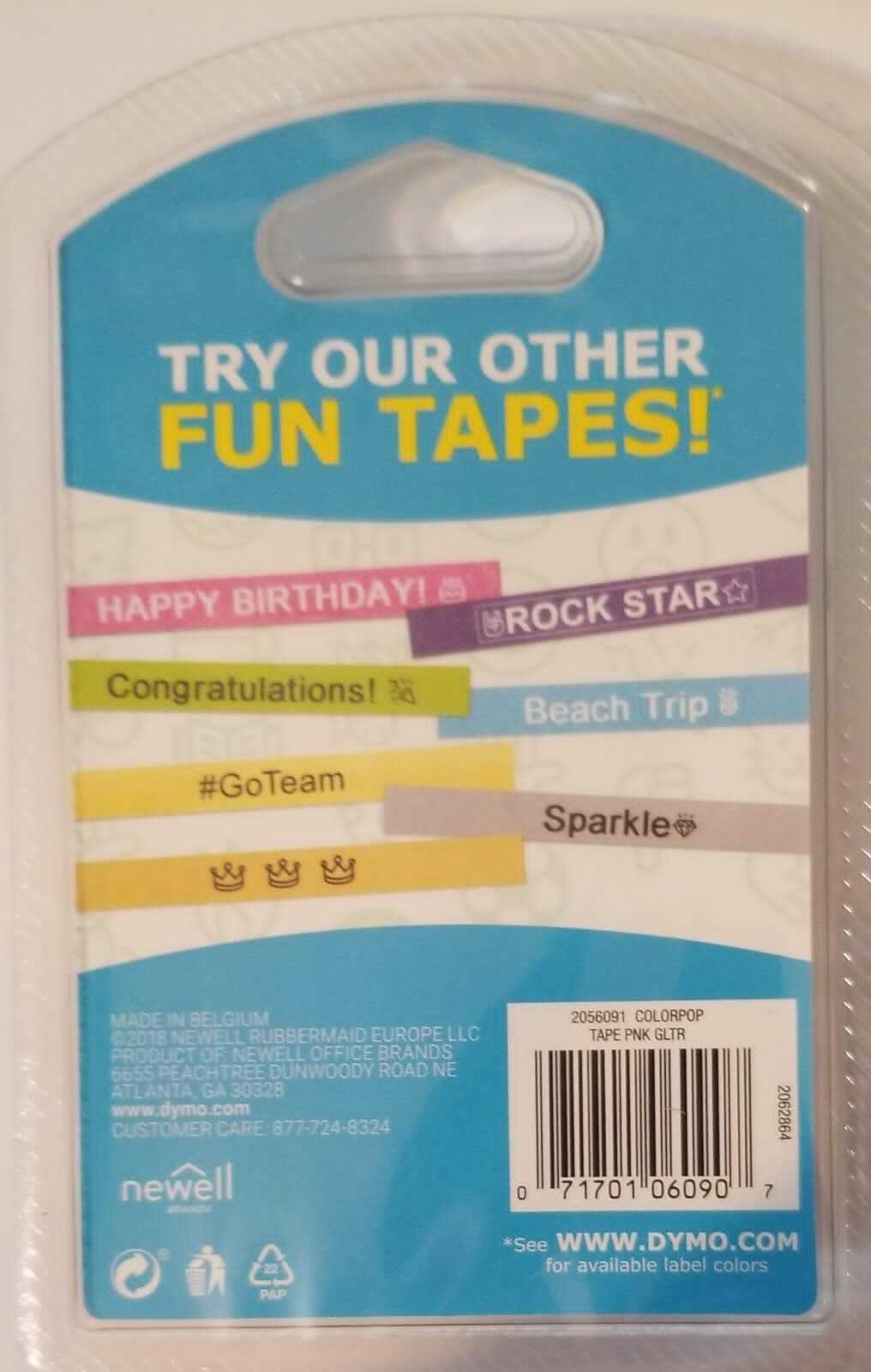 DYMO COLORPOP! Label Maker Tape, .5 Inch x 10 Feet, White on Pink Glitter