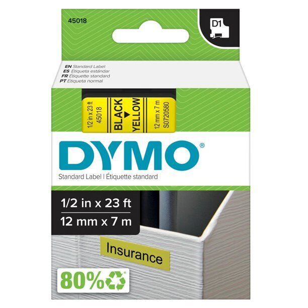 DYMO D1 High-Performance Polyester Removable Label Tape, 1/2
