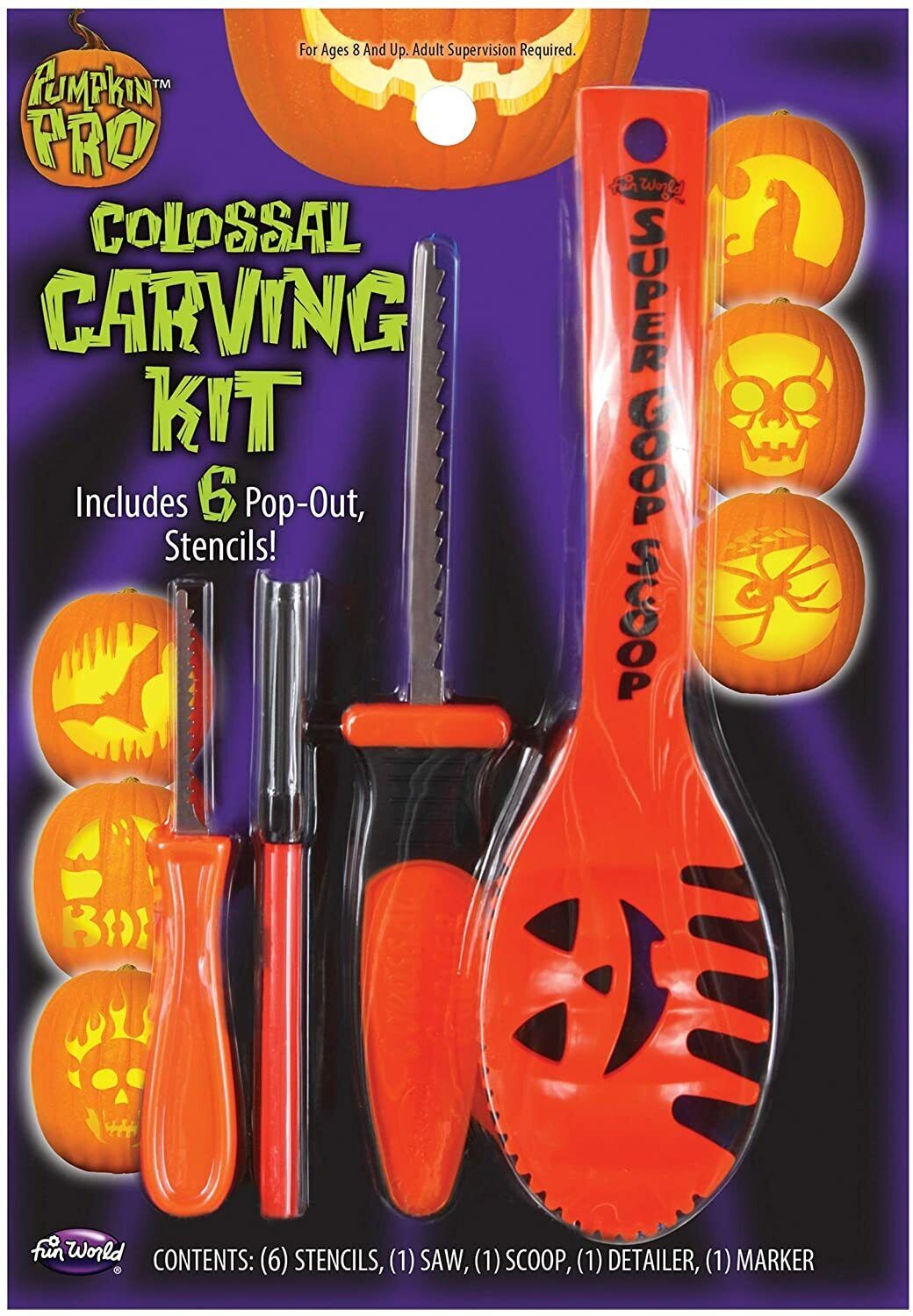 Pumpkin Colossal Carving Kit Includes 6 Stencils