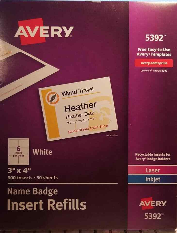 Avery Badges - Laser Name Badge Inserts, 3
