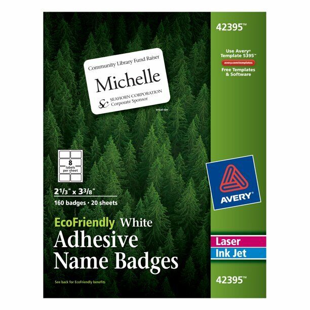 Avery EcoFriendly Premium Personalized Name Tags Print or Write 160 Adhesive Tag