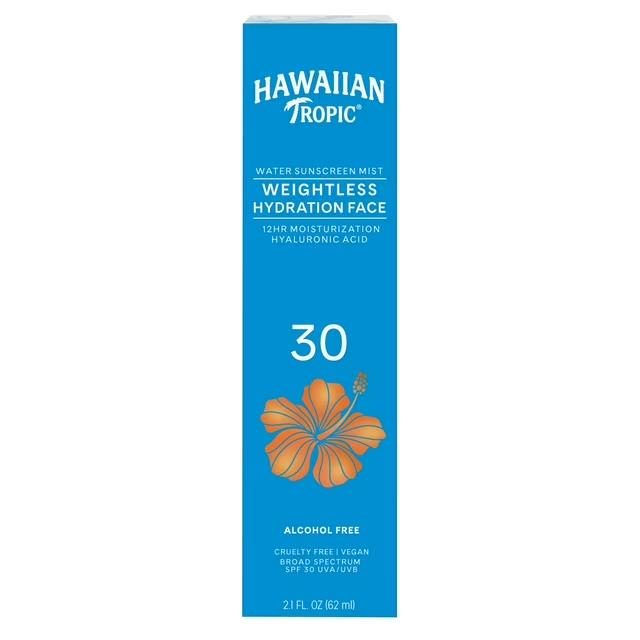 Hawaiian Tropic Weightless Hydration Water Mist Face Sunscreen, SPF 30, 2. fl oz
