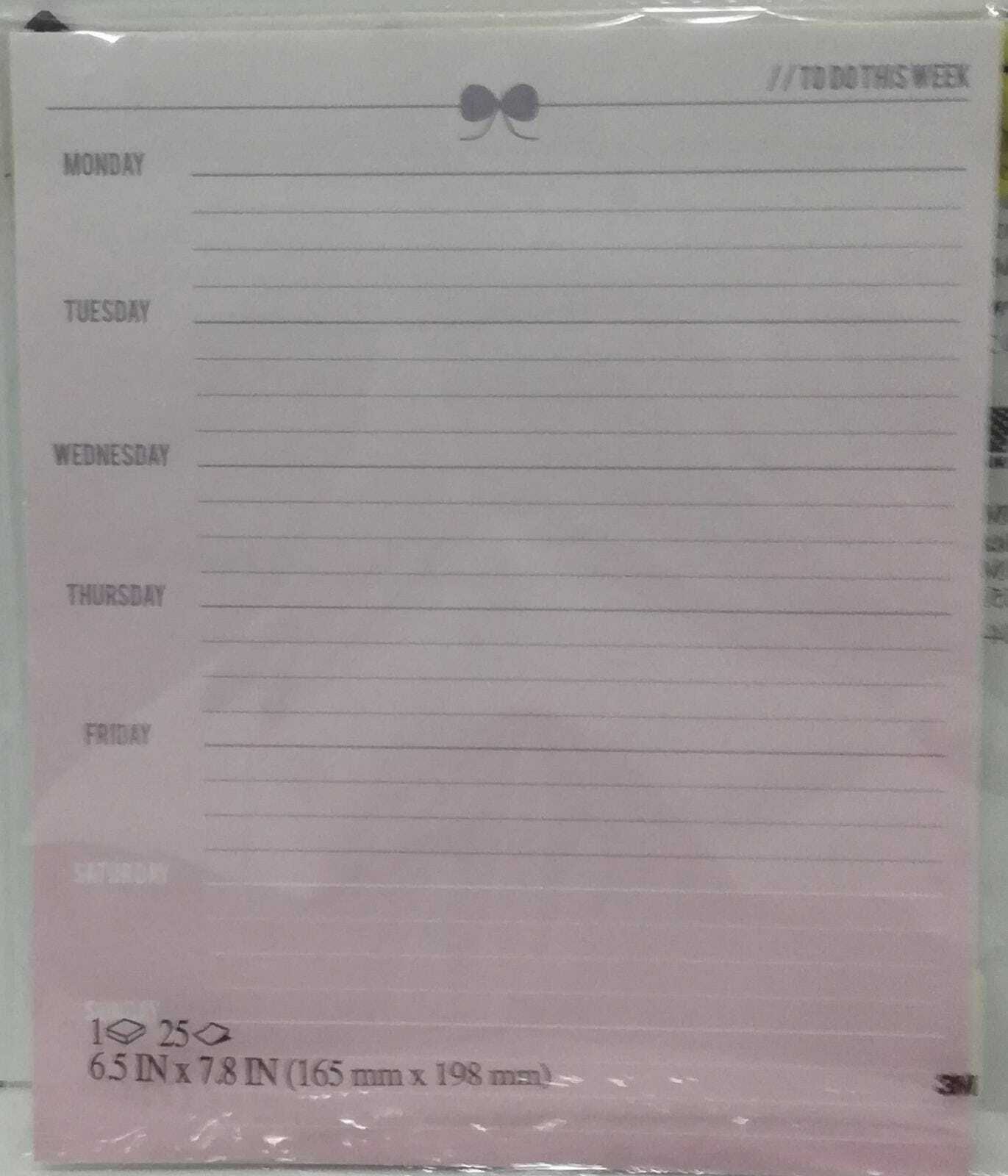 Post-It Super Sticky Weekly Sticky Notes Lavender 25 Sheets 6.5