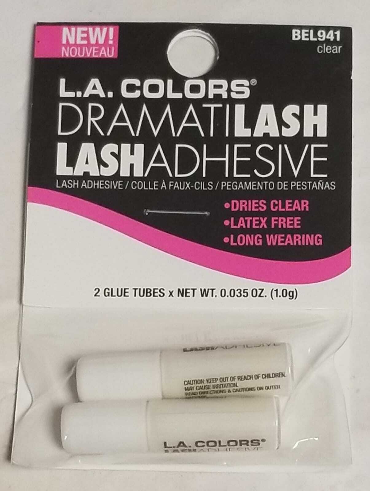 L.A. Colors 2-Piece Travel Eyelash Adhesive Clear 0.02 Fluid Ounce (LOC TUB L-53