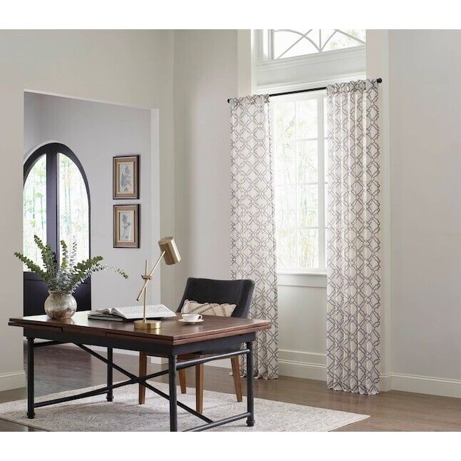 Allen + Roth 95-in Navy Light Filtering Back Tab Single Curtain Panel