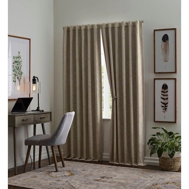 Allen + Roth 84-in Cream Blackout Thermal Lined Back Tab Single Curtain Panel