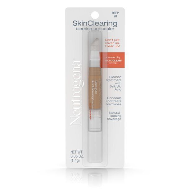 Neutrogena Skin Clearing Blemish Concealer Makeup, Deep 20,.05 Oz