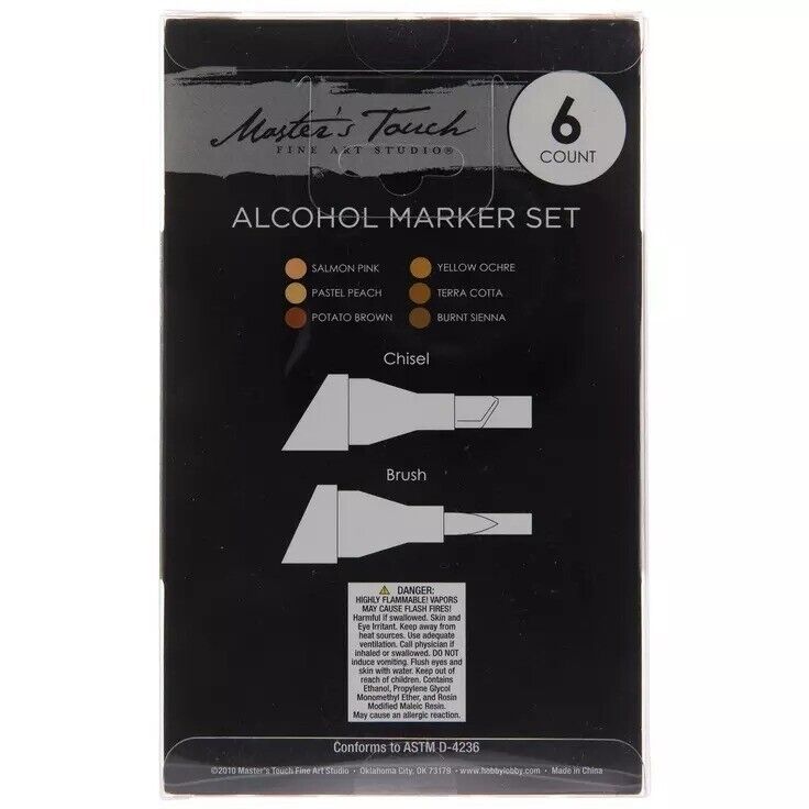 Master's Touch Twin Tipped Alcohol Markers - 6 Piece Set