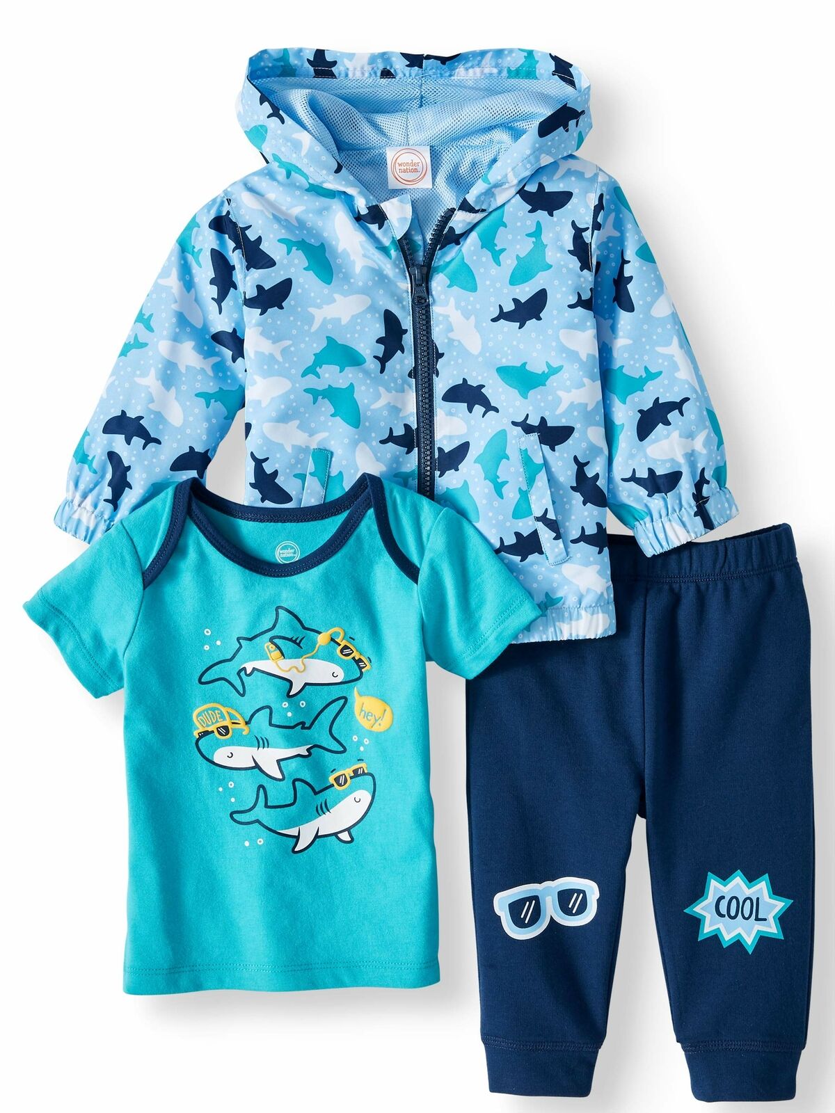 Windbreaker Jacket, Short Sleeve T-shirt & Jogger Pants 3pc Outfit Set Size 12-M