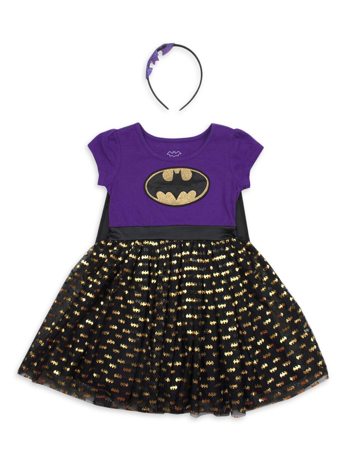 Batgirl Toddler Girls Costume Tutu Dress with Headband, Purple Size 3T/NP3