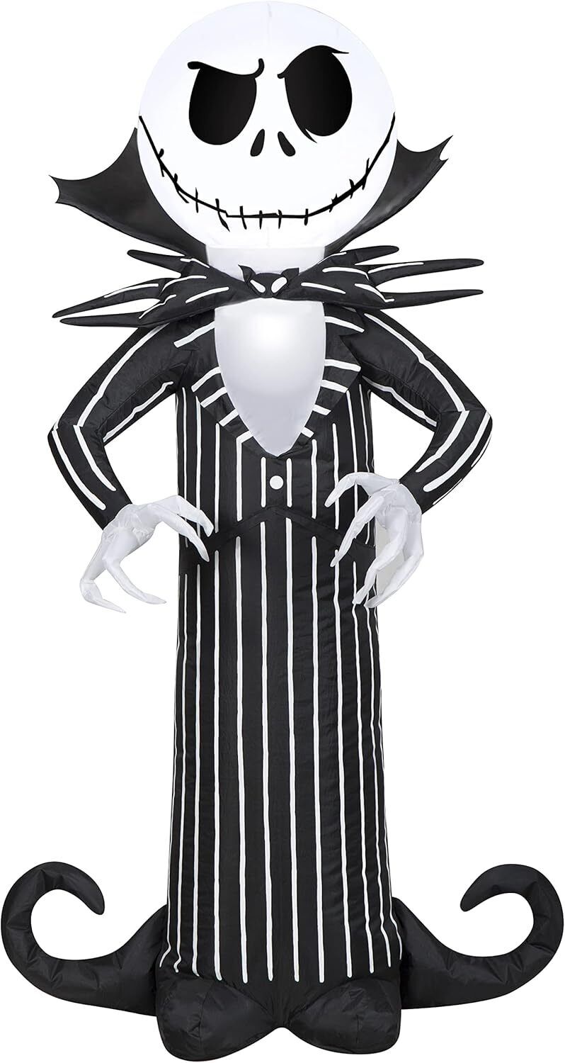 3.5' Gemmy Halloween Inflatable Jack Skellington with Vampire Collar