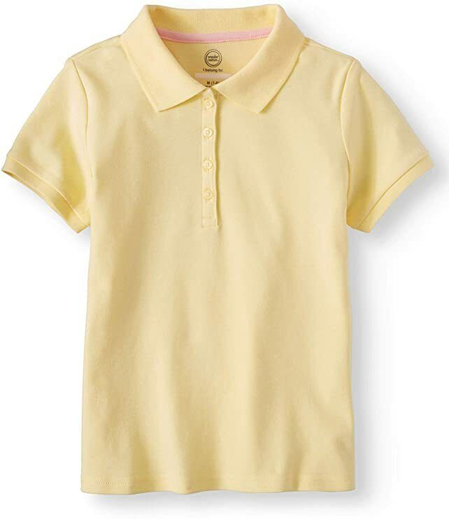 Wonder Nation Yellow Girls School Uniform Short Sleeve Interlock Polo (XXL-18)