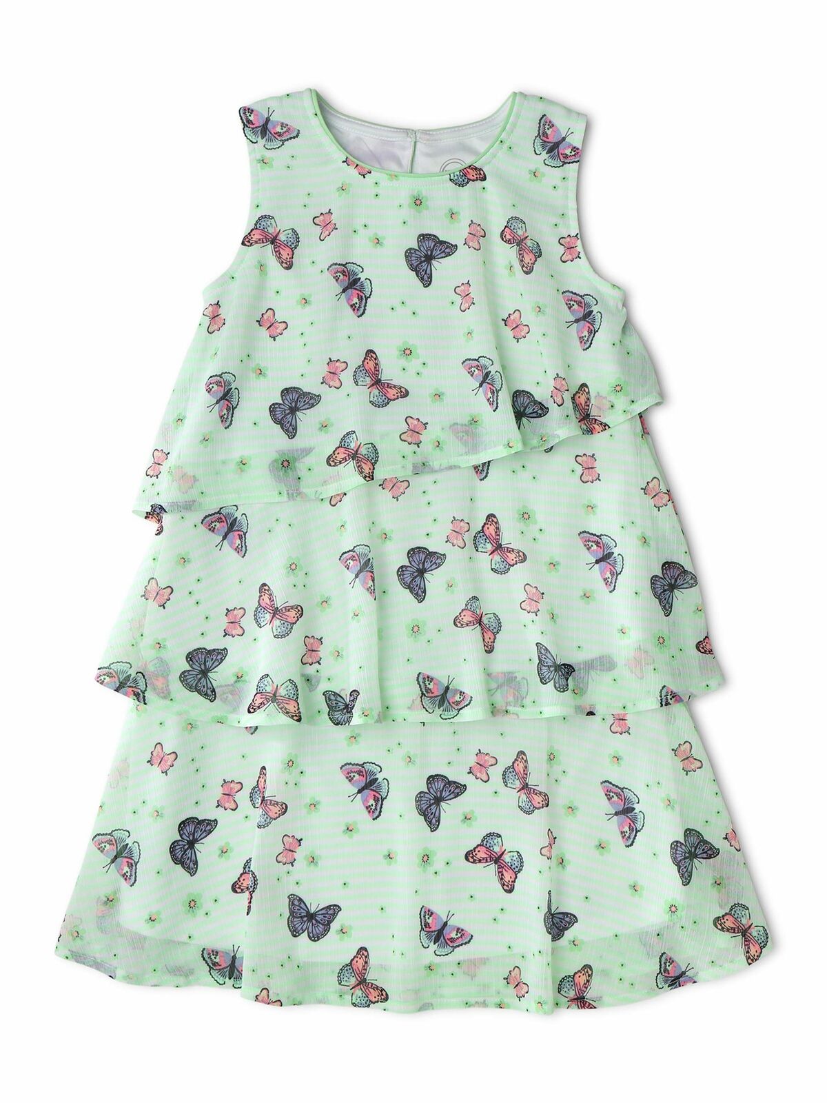 Wonder Nation Girls Layered Chiffon Ruffle Dress, Sizes S/CH 6-6X Green