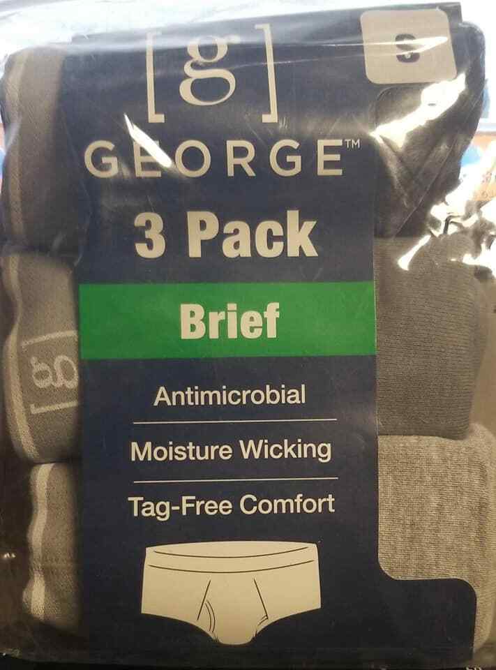 G George 3 Pack Brief Antimicrobial Moisture Wicking Tag-Free Comfort Size S